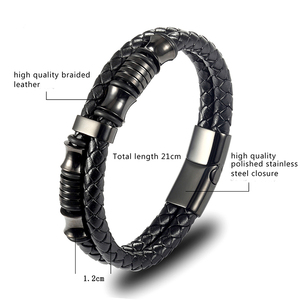 <span class=keywords><strong>Accessori</strong></span> di lusso perline in acciaio inossidabile di alta finitura personalizza bracciale in pelle intrecciata marrone nero per regalo di compleanno da <span class=keywords><strong>uomo</strong></span> - Product Image 6