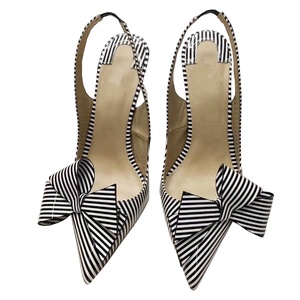 Wholesale <b>Black</b> Striped D'Orsay Pointy Toe Elegant Thin High <b>Heels</b> Slingback Breathable Summer Luxury Women Pumps Shoes - Product Image 4
