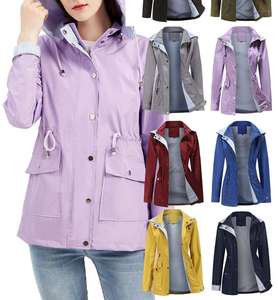 New Autumn Winter Solid Oxford Waterproof Front Logo Women's Plus Size Motorcycle Windbreaker Coat - Product Image 2