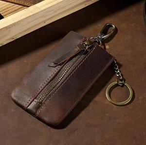 Étui à clés de voiture en cuir véritable de style rétro Crazy Horse de haute qualité, porte-clés portable unisexe - Product Image 5