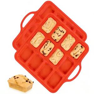 Moule à gâteau rectangulaire en silicone avec cadre métallique renforcé, antiadhésif, sans BPA, 12 cavités, certifié LFGB, de la marque MUYULINS - Product Image 1
