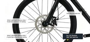Bicicleta de Carretera PRO 700C, Horquilla de Fibra de Carbono, Eje Pasante, Cuadro de Aluminio, 10 Velocidades, Frenos de Disco Hidráulicos, Híbrida PRO Pre - Product Image 4