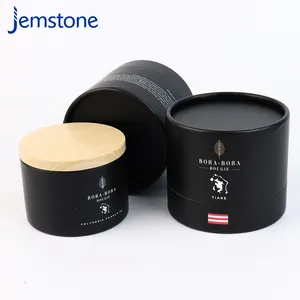 Custom Logo Candle Gift Jar Candle Gift Packaging Candle Biodegradable Round Box With Wooden Lid