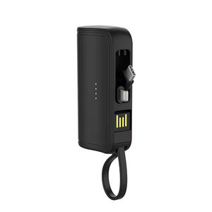 Portable Powerbank Mini Double prise cachée charge d'urgence 5000mAh Capsule Power Bank avec câble intégré pour téléphone portable - Product Image 1
