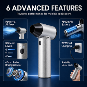 Souffleur d'air turbo portable, souffleur de poussière électrique à main, ventilateur turbo à vitesse réglable, nettoyeur de poussière pour l'électronique, utilisation en extérieur - Product Image 6