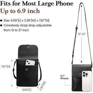Bolso bandolera de cuero con bloqueo RFID para mujer |   Bolso de Hombro Pequeño Estilo Vintage |   Mini Bolso de Mano con Ranura para Tarjetas - Product Image 4