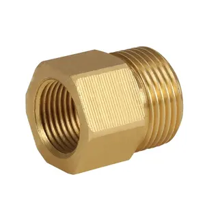 Adaptador de conector de latón para lavado de coche, boquilla de tubería de cobre macho de alta presión, BSP 3/8 hembra + M22, 4000PSI