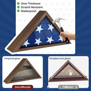 Wooden Flag Storage Box Triangular Wall Desktop Decoration Handmade Covered 1L Capacity Retro Color Solid Pattern - Product Image 5