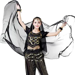 Women Chiffon Belly Dance Silk Veil Belly Dancing Costumes Big Shawl Performance 2.2m Length