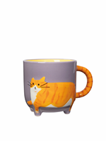 Mug en céramique fait main YG Danish Designer, motif chat mignon - Décoration d'intérieur haut de gamme, compatible lave-vaisselle et micro-ondes, emballage sous blister