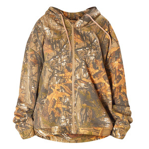 Pull à capuche double camouflage DTG en coton personnalisé pour femmes, masque Woobie surdimensionné, sweat à capuche avec fermeture éclair complète, sweats à capuche ajustés à la hanche - Product Image 5