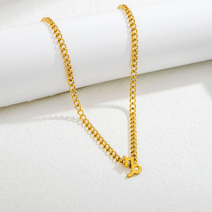 Birthday Gift Stainless Steel Adjustable Chain Hollow 18K Gold Plated 12 <strong>Zodiac</strong> Sign Letter <strong>Pendant</strong> <strong>Necklace</strong> for Women Girls - Product Image 5