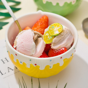 Envío gratis: Tazón de cerámica para helado de 4.75 pulgadas, estilo Instagram, tazón individual para ensalada de frutas, lindo tazón para yogur para uso doméstico. - Product Image 2