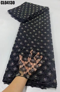 Tela de encaje <span class=keywords><strong>bordado</strong></span> de cordón de <span class=keywords><strong>guipur</strong></span> azul cielo de alta calidad <span class=keywords><strong>con</strong></span> <span class=keywords><strong>piedras</strong></span> para vestidos de novia de Senegal - Product Image 3