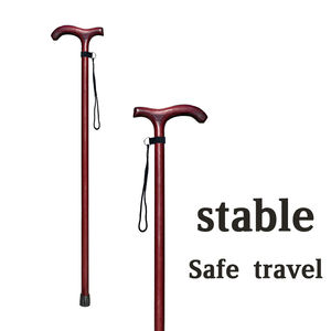 Bastón de madera maciza de cuatro pies para ancianos Ligero y antideslizante Oro pintado al horno y acero para viajes al aire libre - Product Image 6