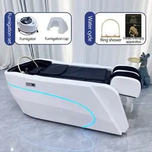 Cabeza de spa acostarse lavado Silla de pelo salón con circulación de agua vapor masaje eléctrico champú mesas cama