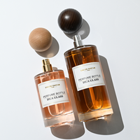 Flacons pulvérisateurs en verre vides à fond épais, forme cylindrique, 30ml, 50ml, 100ml, 200ml, 250ml, en stock, 100ml avec bouchon en bois