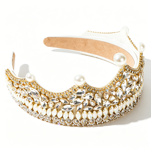 Diadema de Lujo Barroca con Pedrería al por Mayor <span class=keywords><strong>para</strong></span> <span class=keywords><strong>Mujer</strong></span>, Tiara Acolchada de Perlas, Corona con Cuentas de Cristal, <span class=keywords><strong>Accesorios</strong></span> <span class=keywords><strong>para</strong></span> Fiesta - Product Image 3