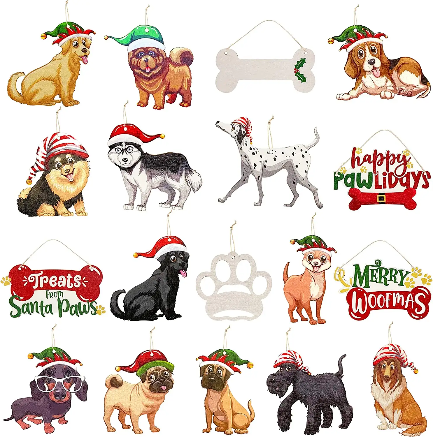 Hond Kerst Ornamenten Houten Puppy Kerstboom Opknoping Ornamenten Leuke Xmas Hond Ornamenten Hond Minnaar Geschenken Voor Thuis Kerst