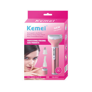 เครื่องกำจัดขนไฟฟ้าโคเมอิ KM-6637 สีชมพูและสีขาว 4 in 1 พร้อมที่กันจอนขนจมูก คิ้ว และขนทั่วร่างกาย ชาร์จด้วย USB - Product Image 2