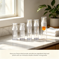 Bouteille mélangeuse double compartiment OEM en stock usine, deux-en-un, avec pompe pour séparation eau/poudre, pour poudre lyophilisée, faible MOQ