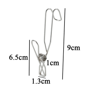 Pinzas para ropa de Metal de acero inoxidable, resorte de torsión colgante, agarre suave, ganchos - Product Image 2