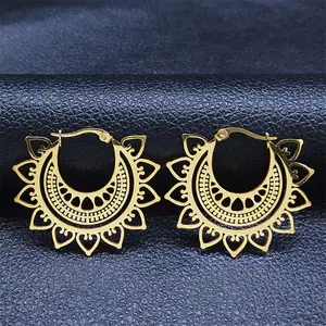 Ethnic earrings Bohemian cutout earrings Stylish geometric stainless steel vintage earrings jewelry maker design N2311207