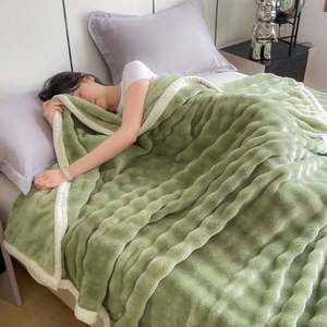 2025 New Design Solid Color Polyester Faux Rabbit Fur Flannel Fleece Throw Blanket Warm for <b>Bed</b> <b>Sofa</b> American Style Factory - Product Image 2