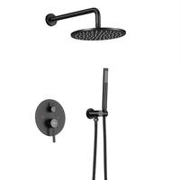 Ensemble de robinets mitigeurs de douche murale en cuivre, à température constante, de couleur noire, pour douche de pluie