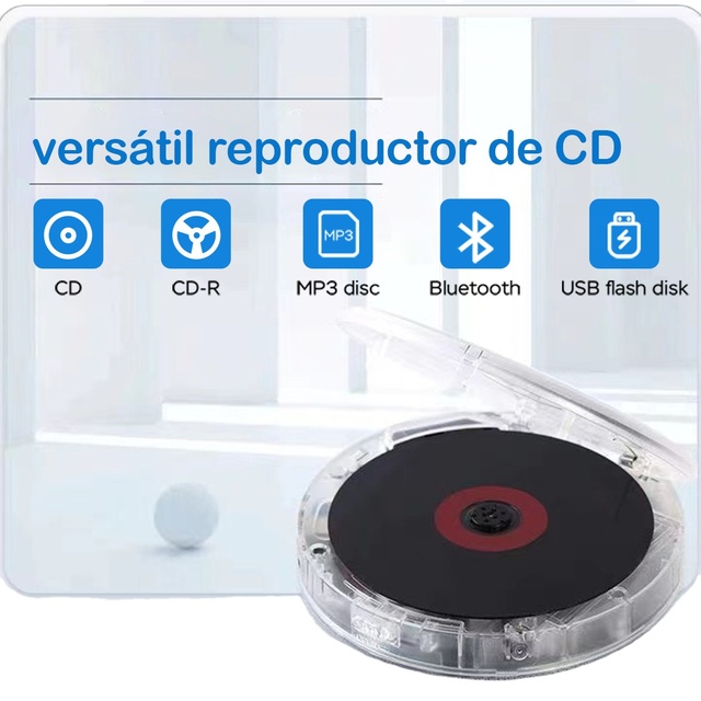 Transparent Portable CD Walkman Home English MP3 Repeater for Music Player with 1W Output RCA Connector Display Included