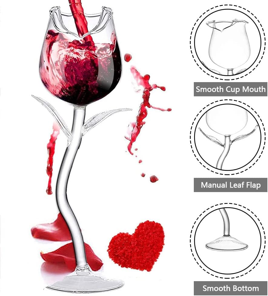 Classic 280ml Rose Red Wine Glass - Creative Transparent Tall Shot Glass by Yangzhou MT Craft Gifts