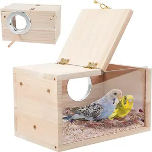 Ящик для гнездования попугаев прозрачный птичий домик для клетки из натурального дерева для размножения попугаев