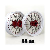 Roues Supermoto 17 pouces pour CRF250R CRF450R 17x3.5 17x5.0, moyeux en aluminium CNC blancs, homologuées DOT ISO, pièces de roues de course Motard
