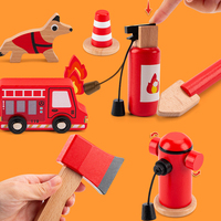 Jeu de simulation pompier jeu de rôle ensemble de jouets en bois lutte contre l'incendie jouets éducatifs pour les enfants