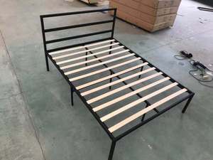Einfache Moderne Gepolsterte Metallbettrahmen in Schwarz <span class=keywords><strong>Queen</strong></span>/King/Doppelgrößen mit Stauraum - Product Image 4