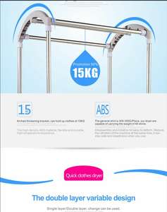 Secadora de Ropa de Doble Capa <span class=keywords><strong>con</strong></span> Arco, Plegable, Eléctrica, <span class=keywords><strong>con</strong></span> Cubierta de Tela Oxford, Portátil, Calentador de 1000W para el Hogar - Product Image 5