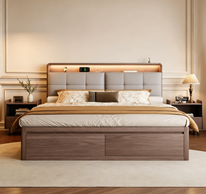 <span class=keywords><strong>Cama</strong></span> de Madera Maciza Estilo Nórdico, <span class=keywords><strong>Cama</strong></span> de Roble con Base Tipo Caja, Estilo Japonés Moderno y Sencillo, <span class=keywords><strong>Cama</strong></span> Doble con Almacenamiento para Dormitorio Principal - Product Image 5