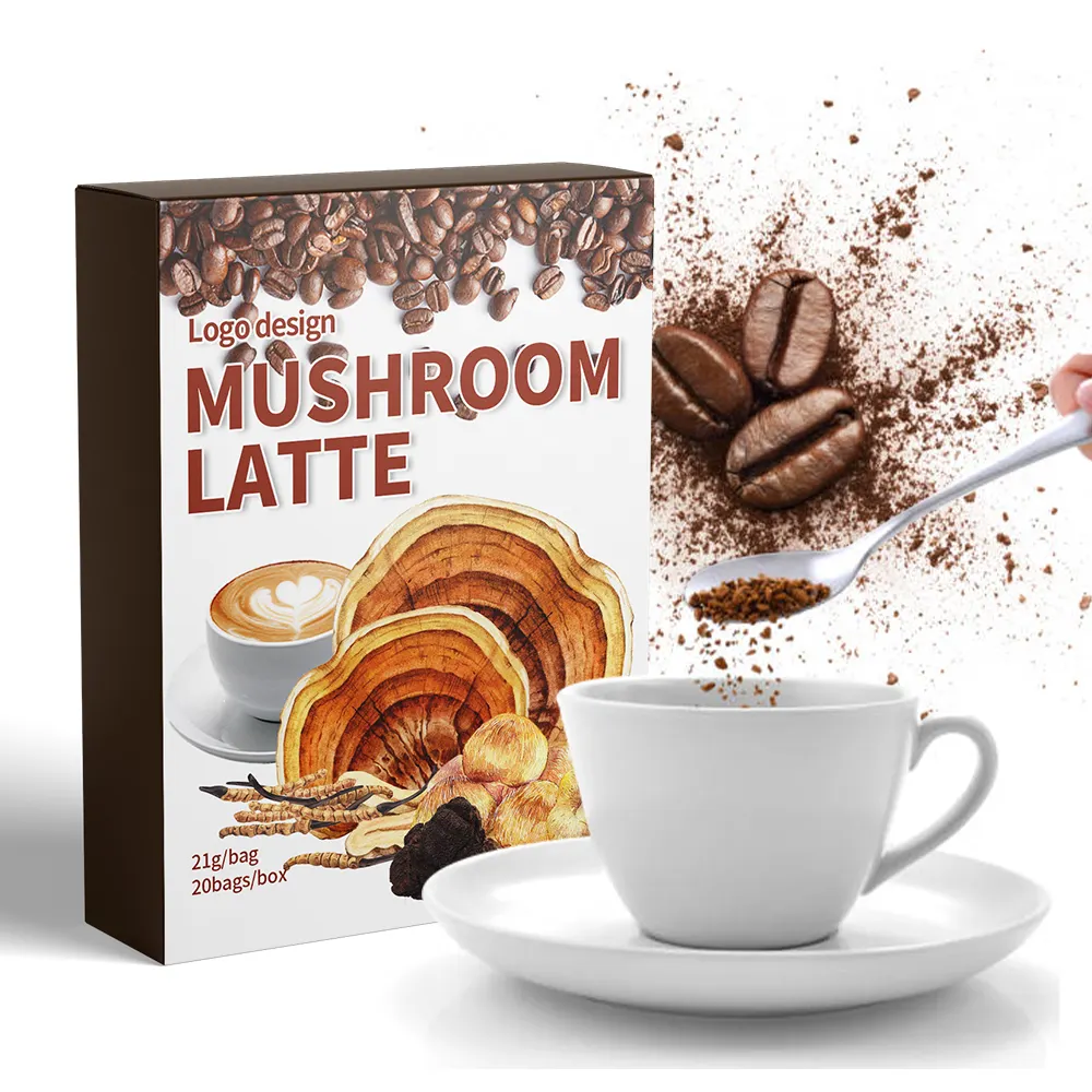 فطر الريشي لينغزي Ganoderma Coffee مشروب الغناب لعلاج التهابات ومزود بمظهر طبيعي مغذي للجسم فنجان القهوة السوداء