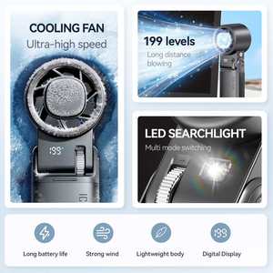16°C Ice Sense Handheld 199 Speeds 9000Mah Usb-C Fast Charging Portable Fan With Led <b>Light</b> & Multi-Angle Adjustment - Product Image 2