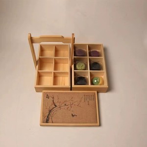 Caja de Regalo de Madera Rectangular de Pino Hecha a Mano con Múltiples Compartimentos para Regalos de Comida, Año Nuevo Chino - Product Image 3