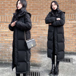 Veste bomber d'hiver pour femme, longue jusqu'aux genoux, imperméable, à capuche, rembourrage en polyester, rembourrage épais, fermeture éclair, poches pour - Product Image 4