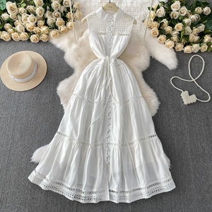 Abiti senza maniche con colletto intagliato <span class=keywords><strong>blu</strong></span> vento monopetto francese monopetto da donna - Product Image 3