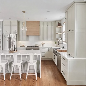 Gabinetes de <span class=keywords><strong>Cocina</strong></span> Personalizados en Forma de L de Lujo Balom, Puertas Shaker de Madera Sólida, Estilo Moderno Transicional, Muebles de <span class=keywords><strong>Cocina</strong></span> Completos - Product Image 1