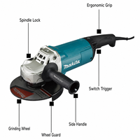 Meuleuse d'angle électrique professionnelle Makita GA7060 GA7061 2200W 180mm robuste avec interrupteur coulissant 8500 tr/min pour meulage et découpe