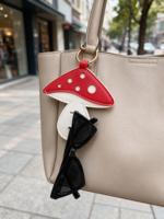 Nouvel Arrivage RR : Pochette Organisateur Mignonne en Forme de Champignon pour Lunettes de Soleil, Sac de Rangement Suspendu en Cuir PU pour Lunettes de Lecture