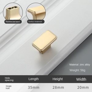 Nordic Simple Brushed <b>Gold</b> <b>Cabinet</b> Door Handle American Style China Model 2979 Cloakroom Furniture Drawer square Single Hole - Product Image 6