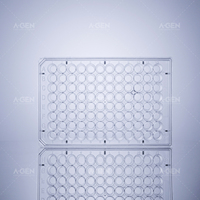 Plaque de culture cellulaire à 96 puits en PS à fond transparent avec couvercle transparent, traitée TC, stérile, OEM disponible, consommables de laboratoire, boîte blister
