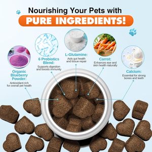 Masticables Probióticos NbjU para Perros y Gatos, Salud Digestiva, Apoyo Inmunológico, Todas las Edades, Tabletas Masticables Orgánicas - Product Image 1