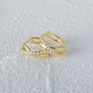 Aretes de Aro CANNER con Circonita Cúbica, Diseño Simple y Clásico, Plata de Ley S925, Baño de Oro de 18K para Mujer - Product Image 2