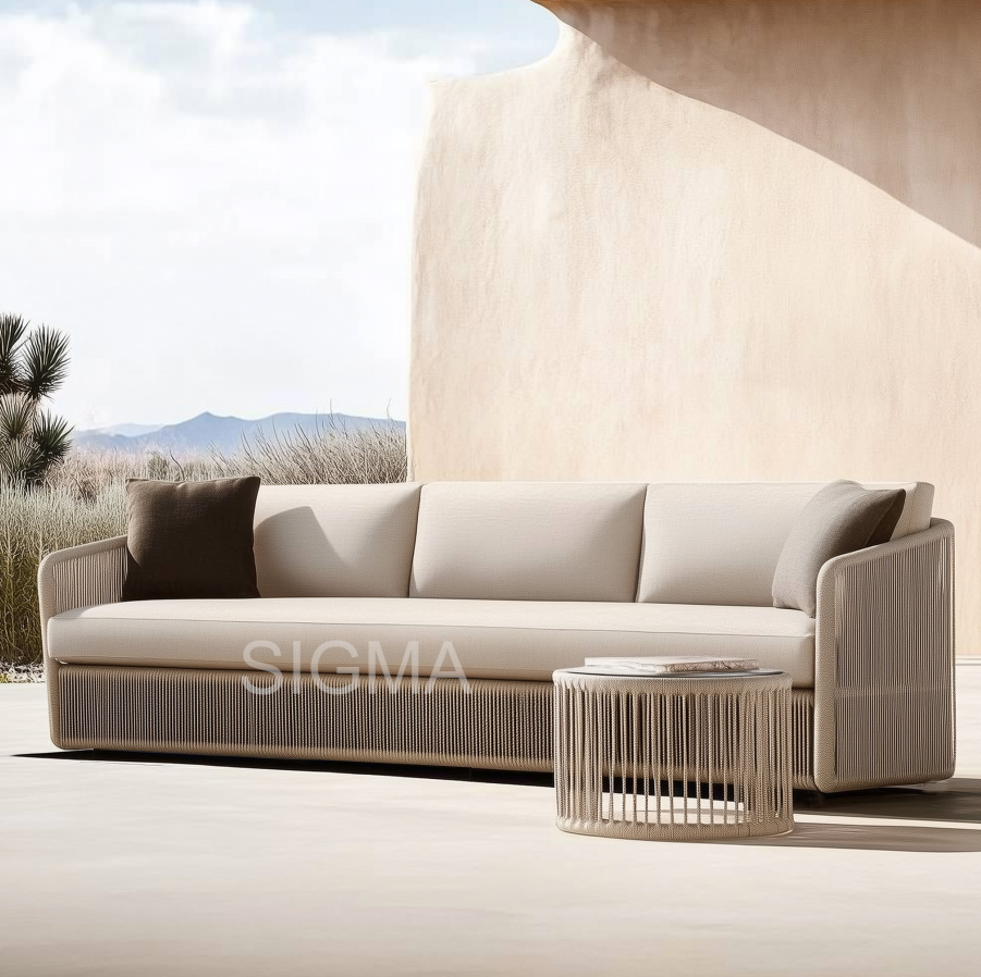 2024 Leisure outdoor daybed patio garden sets pool lounger wooden furniture teak rope durable chaise